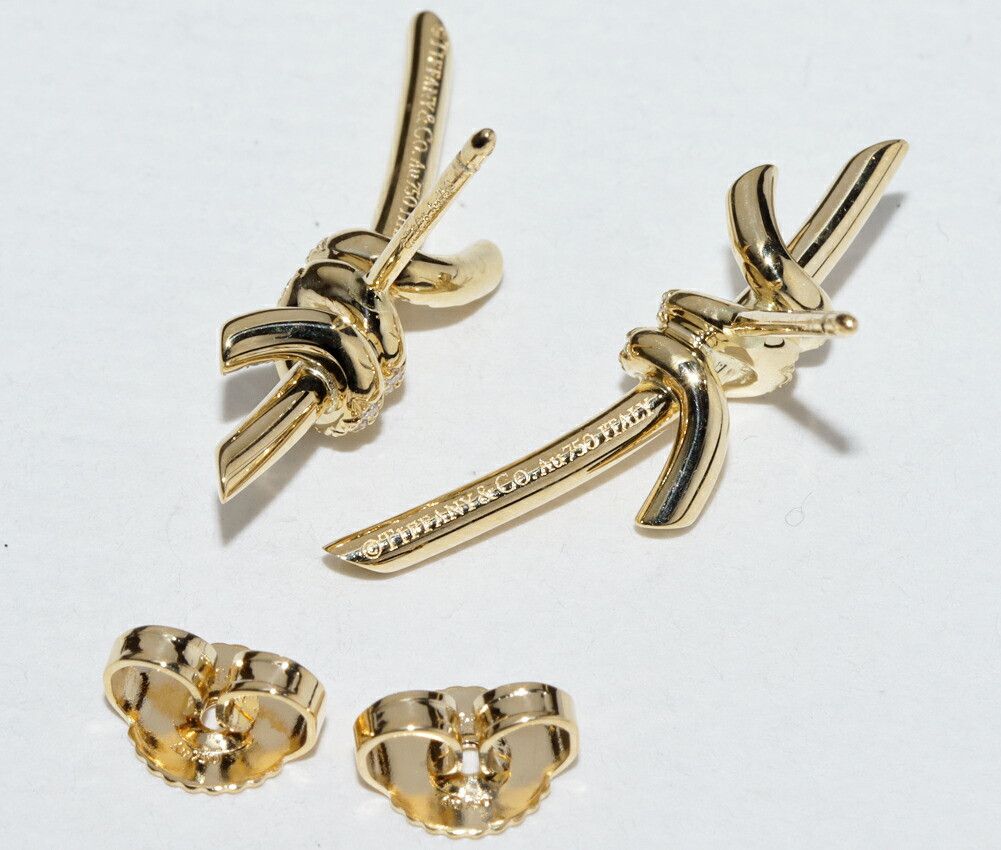 Tiffany & Co. Tiffany & Co. Tiffany & Co. Knot Au750 Diamond Earrings Crocodile skin Earrings DUTY FREE for USA Size ONE SIZE - 5 Thumbnail