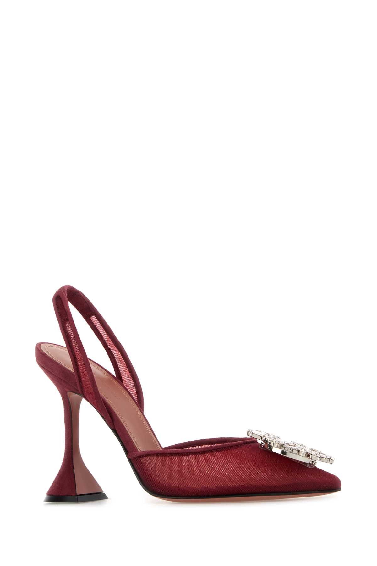 Amina Muaddi Tiziano Red Mesh Begum Pumps Size US 7 / IT 37 - 2 Thumbnail
