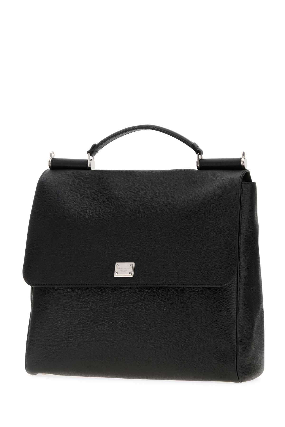 Dolce & Gabbana Black Leather Sicily Briefcase Size ONE SIZE - 2 Thumbnail