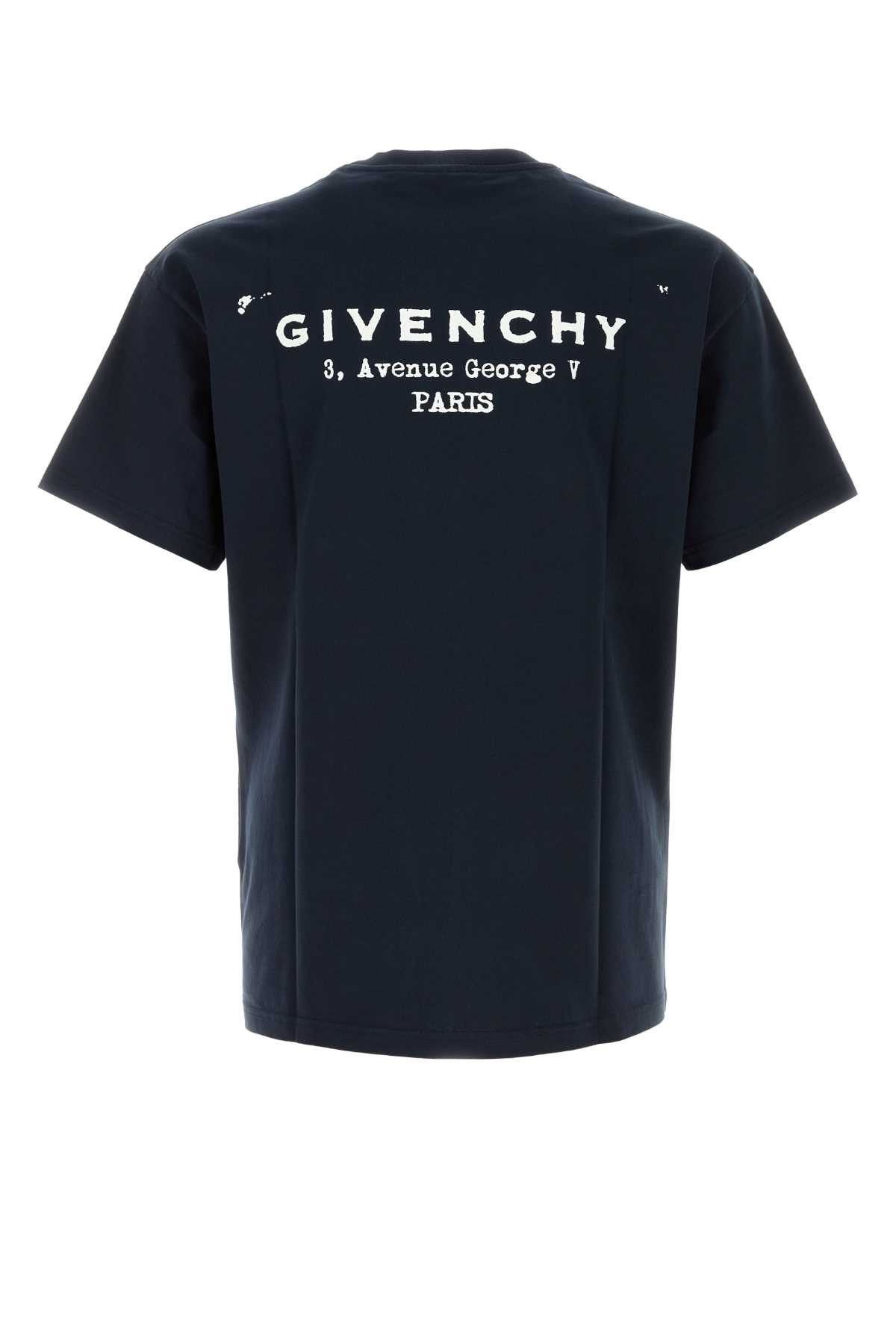 Givenchy Dark Blue Cotton T-Shirt Size US M / EU 48-50 / 2 - 2 Thumbnail