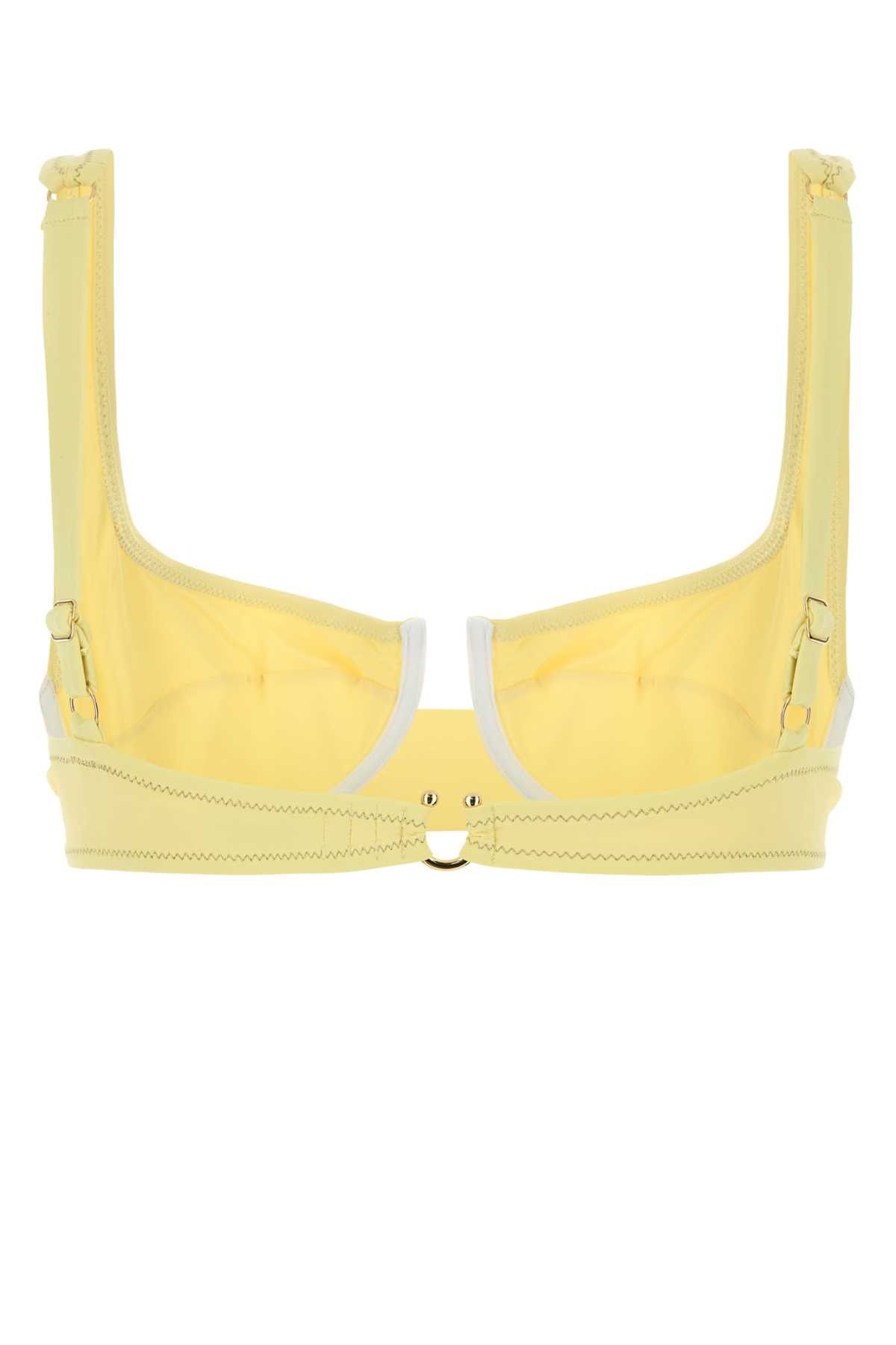Reina Olga Pastel Yellow Stretch Nylon Brigitte Bikini Top Size L / US 10 / IT 46 - 2 Thumbnail