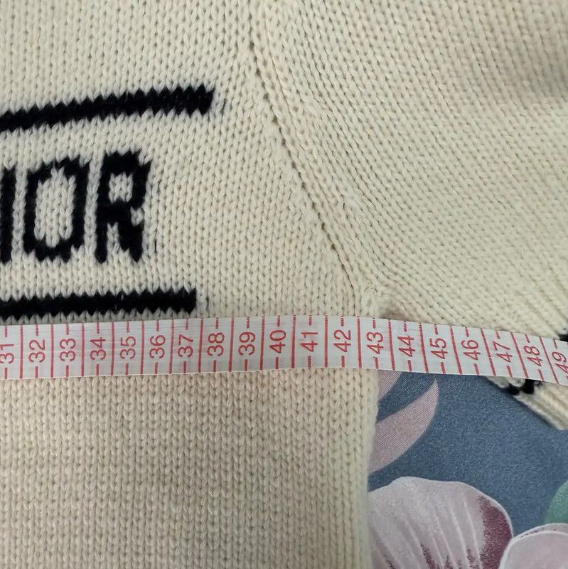 Dior Dior Cream Wool Logo Short-Sleeve Sweater 0089 Size L / US 10 / IT 46 - 8 Thumbnail