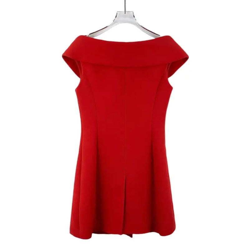 Dior Dior Red Wool Women's Dress 0089 Size S / US 4 / IT 40 - 2 Thumbnail