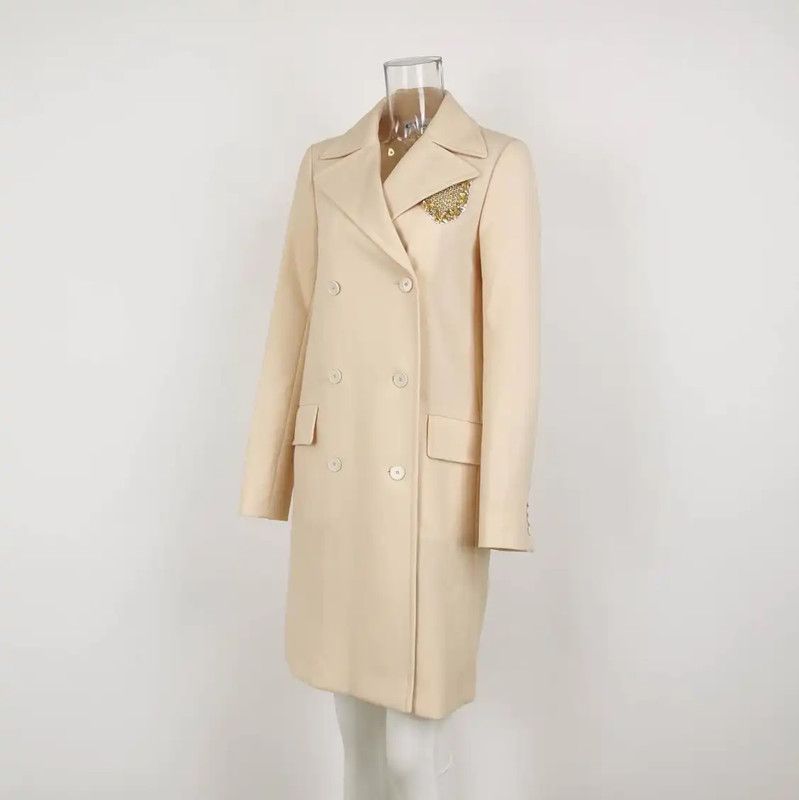 Dior Dior Beige Embroidered Logo Women's Coat 0089 Size M / US 6-8 / IT 42-44 - 2 Thumbnail