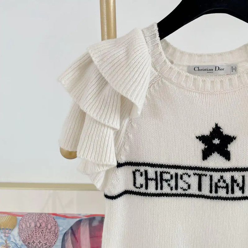Dior Dior White Cashmere Logo Short Sleeve Sweater 0089 Size S / US 4 / IT 40 - 5 Thumbnail