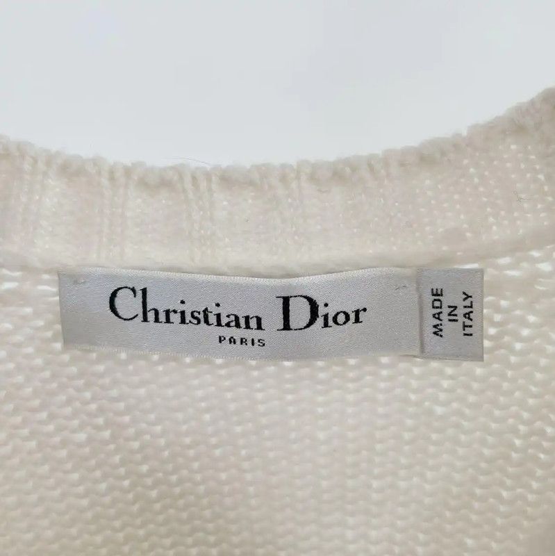 Dior Dior White Cashmere Logo Short Sleeve Sweater 0089 Size S / US 4 / IT 40 - 6 Thumbnail