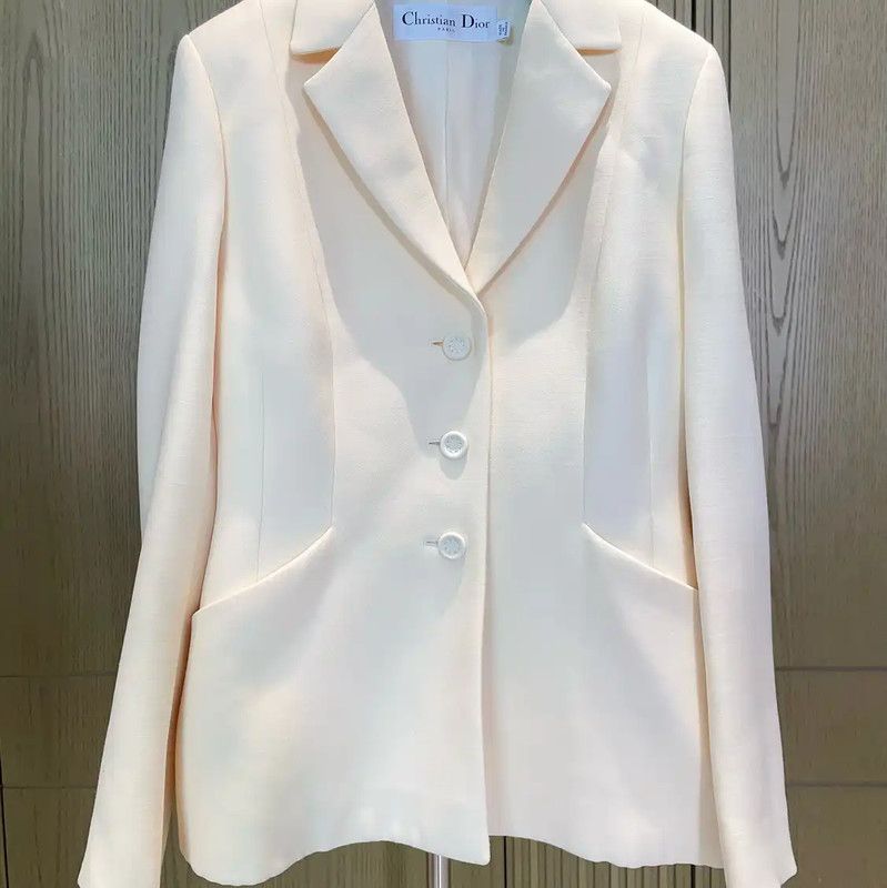 Dior Dior White Wool Blend Women's Jacket 0089 Size M / US 6-8 / IT 42-44 - 4 Thumbnail