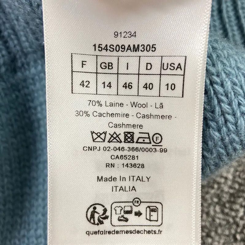 Dior Dior Blue Wool Pullover Sweater for Women 0089 Size XL / US 12-14 / IT 48-50 - 5 Thumbnail