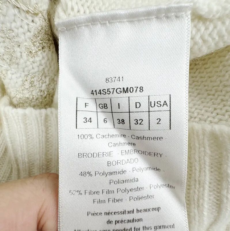 Dior Dior White Wool Women's Pullover Sweater 0089 Size ONE SIZE - 4 Thumbnail