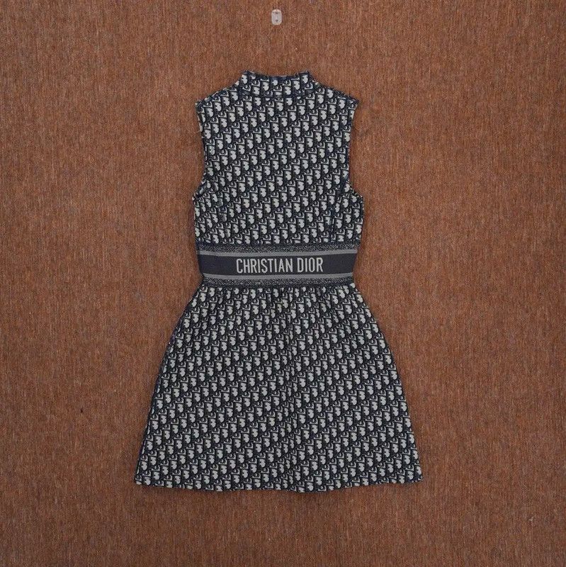 Dior Dior Navy Blue Embroidered Sleeveless Dress 0089 Size S / US 4 / IT 40 - 2 Thumbnail