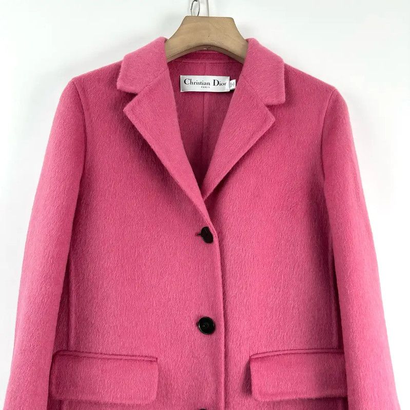 Dior Dior Pink Wool Long Coat for Women 0089 Size XS / US 0-2 / IT 36-38 - 4 Thumbnail