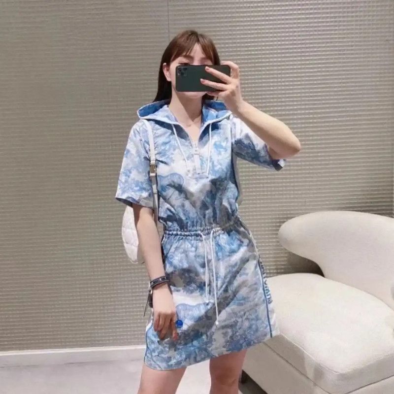 Dior Dior Blue Polyester Hooded Dress for Women 0089 Size XXS / US 00 / IT 34 - 10 Thumbnail