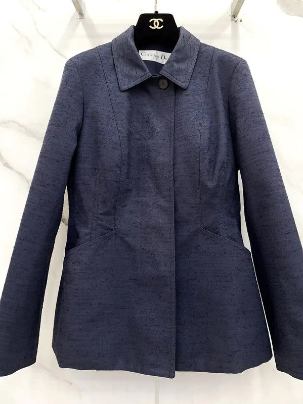 Dior Dior Women's Navy Blue Cotton Blend Jacket 0089 Size L / US 10 / IT 46 - 4 Thumbnail