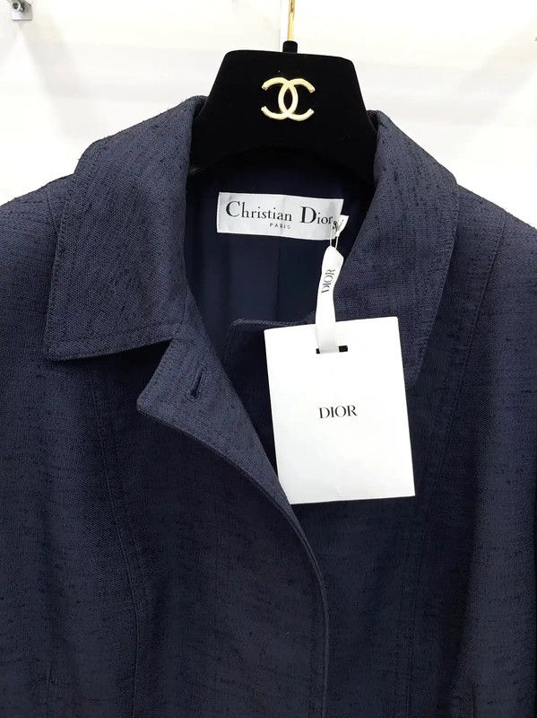 Dior Dior Women's Navy Blue Cotton Blend Jacket 0089 Size L / US 10 / IT 46 - 9 Thumbnail