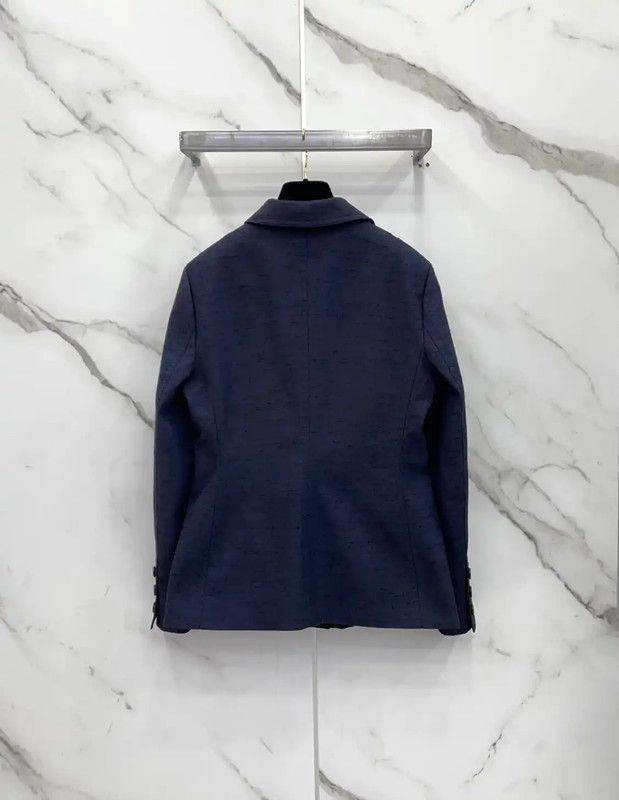 Dior Dior Women's Navy Blue Cotton Blend Jacket 0089 Size L / US 10 / IT 46 - 2 Thumbnail