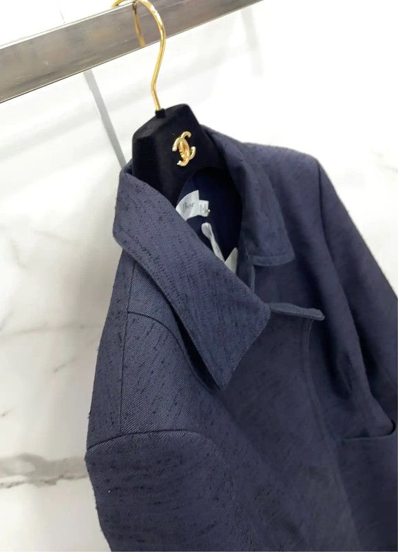 Dior Dior Women's Navy Blue Cotton Blend Jacket 0089 Size L / US 10 / IT 46 - 8 Thumbnail