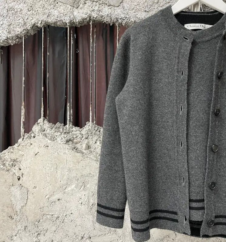 Dior Dior Gray Long Sleeve Cardigan for Women 0089 Size ONE SIZE - 5 Thumbnail