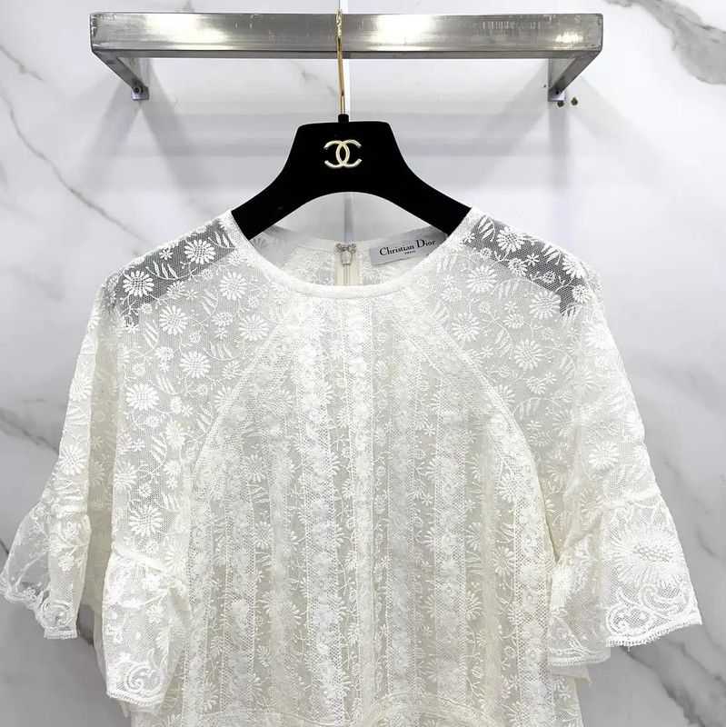 Dior Dior White Cotton Blend Short Sleeve Dress 0089 Size M / US 6-8 / IT 42-44 - 3 Thumbnail