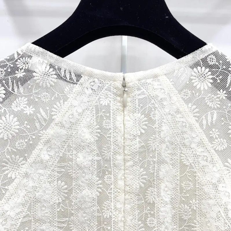 Dior Dior White Cotton Blend Short Sleeve Dress 0089 Size M / US 6-8 / IT 42-44 - 9 Thumbnail