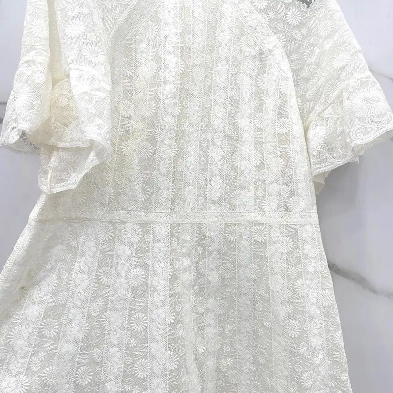 Dior Dior White Cotton Blend Short Sleeve Dress 0089 Size M / US 6-8 / IT 42-44 - 8 Thumbnail