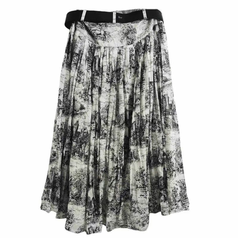 Dior Dior Color-Blocked Silk Midi Skirt 0089 Size 22" - 2 Thumbnail