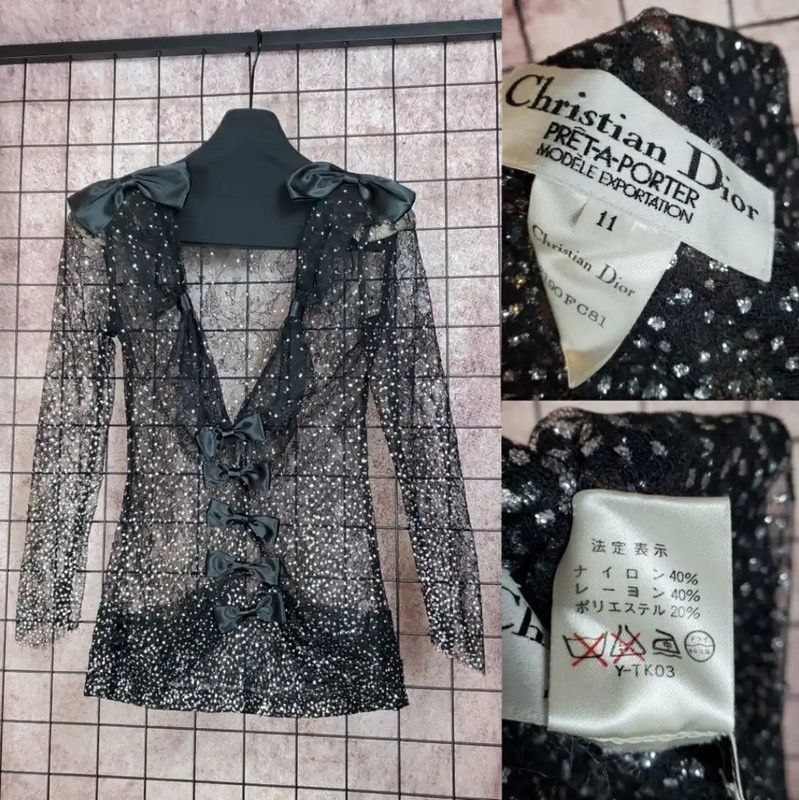 Dior Dior Women's Black Sheer Cardigan with Bows 0089 Size M / US 6-8 / IT 42-44 - 2 Thumbnail