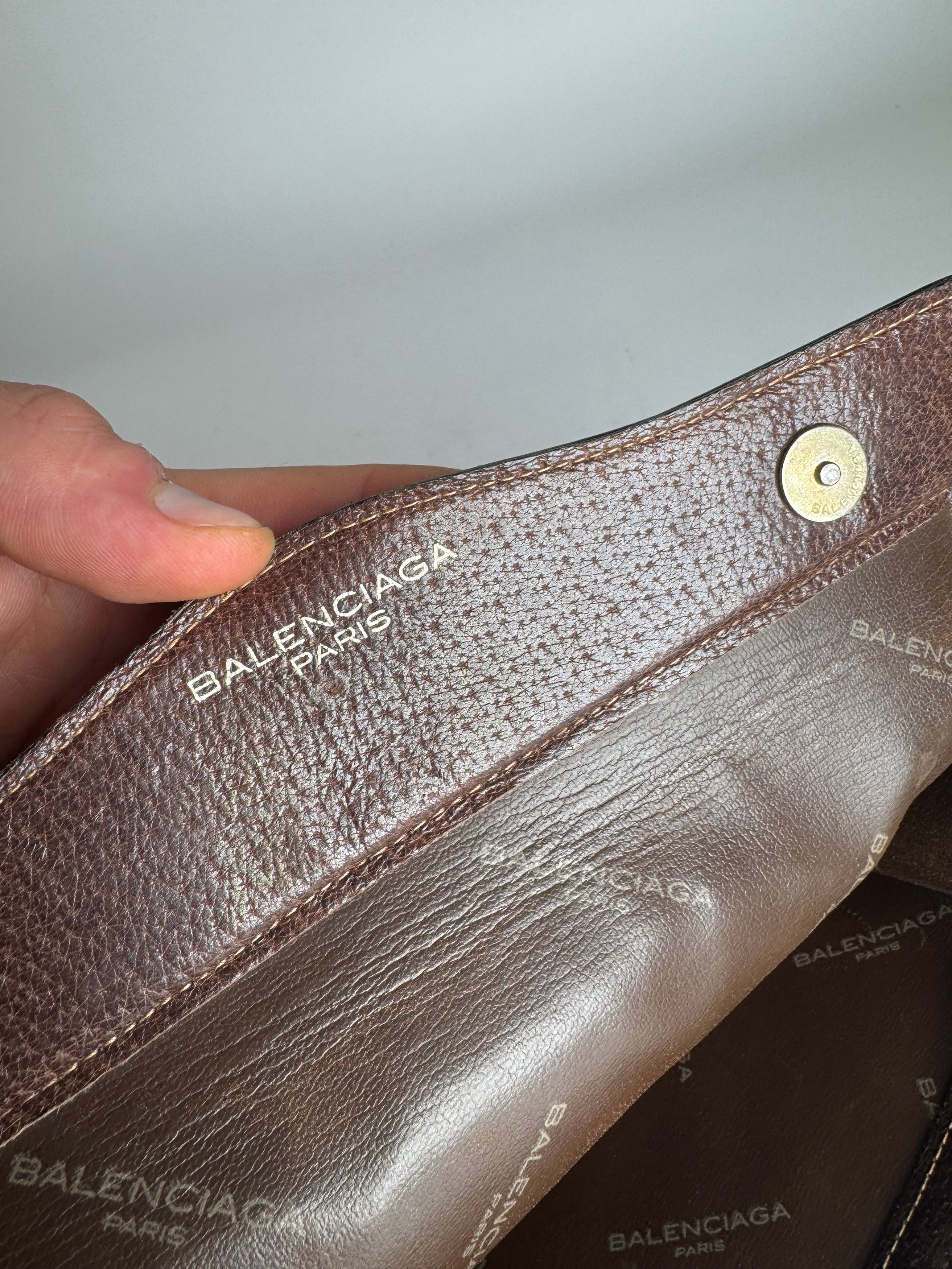 Balenciaga Vintage BB Monogram Leather Clutch Mini Bag Brown Size ONE SIZE - 4 Thumbnail