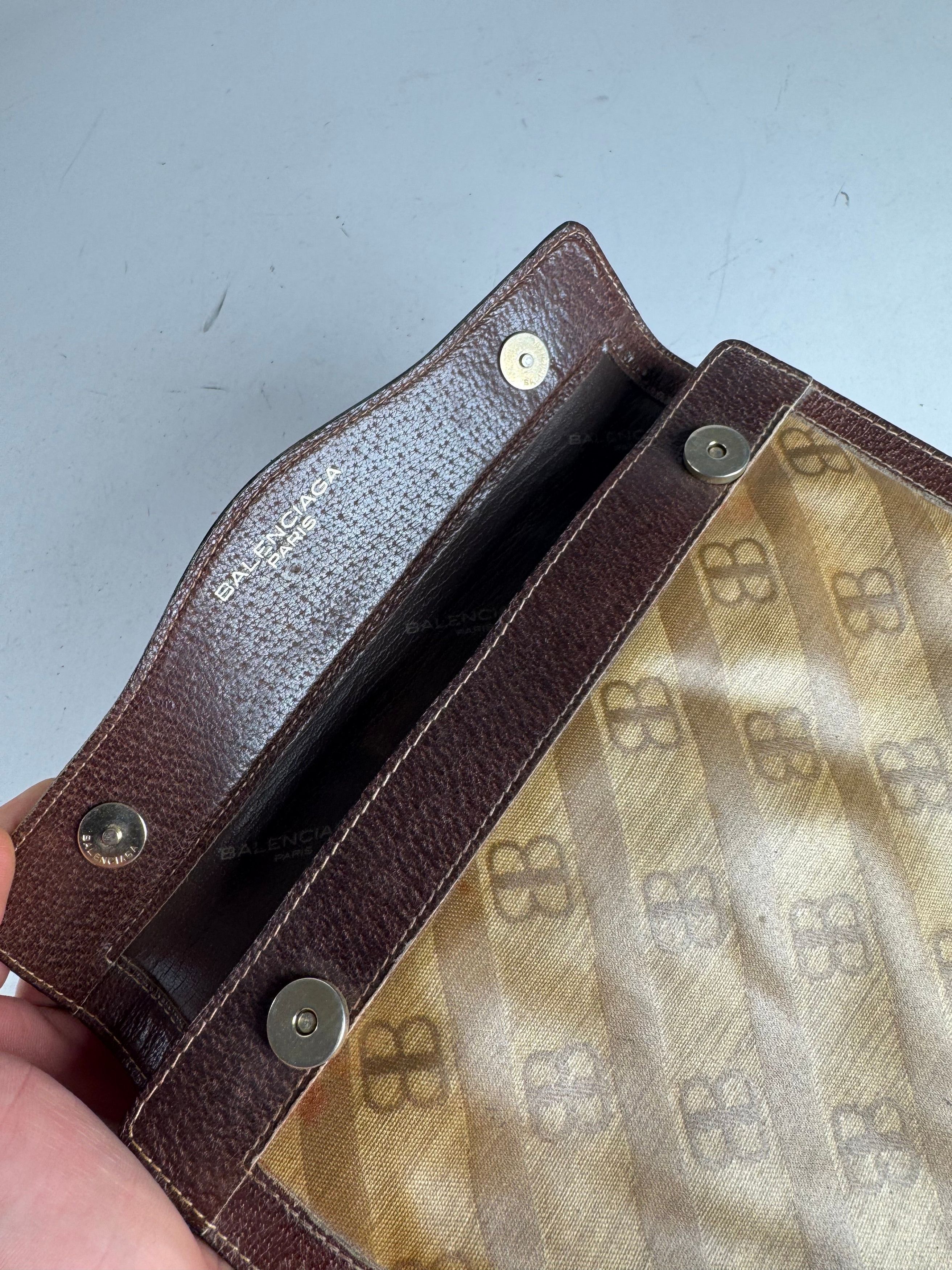 Balenciaga Vintage BB Monogram Leather Clutch Mini Bag Brown Size ONE SIZE - 7 Thumbnail