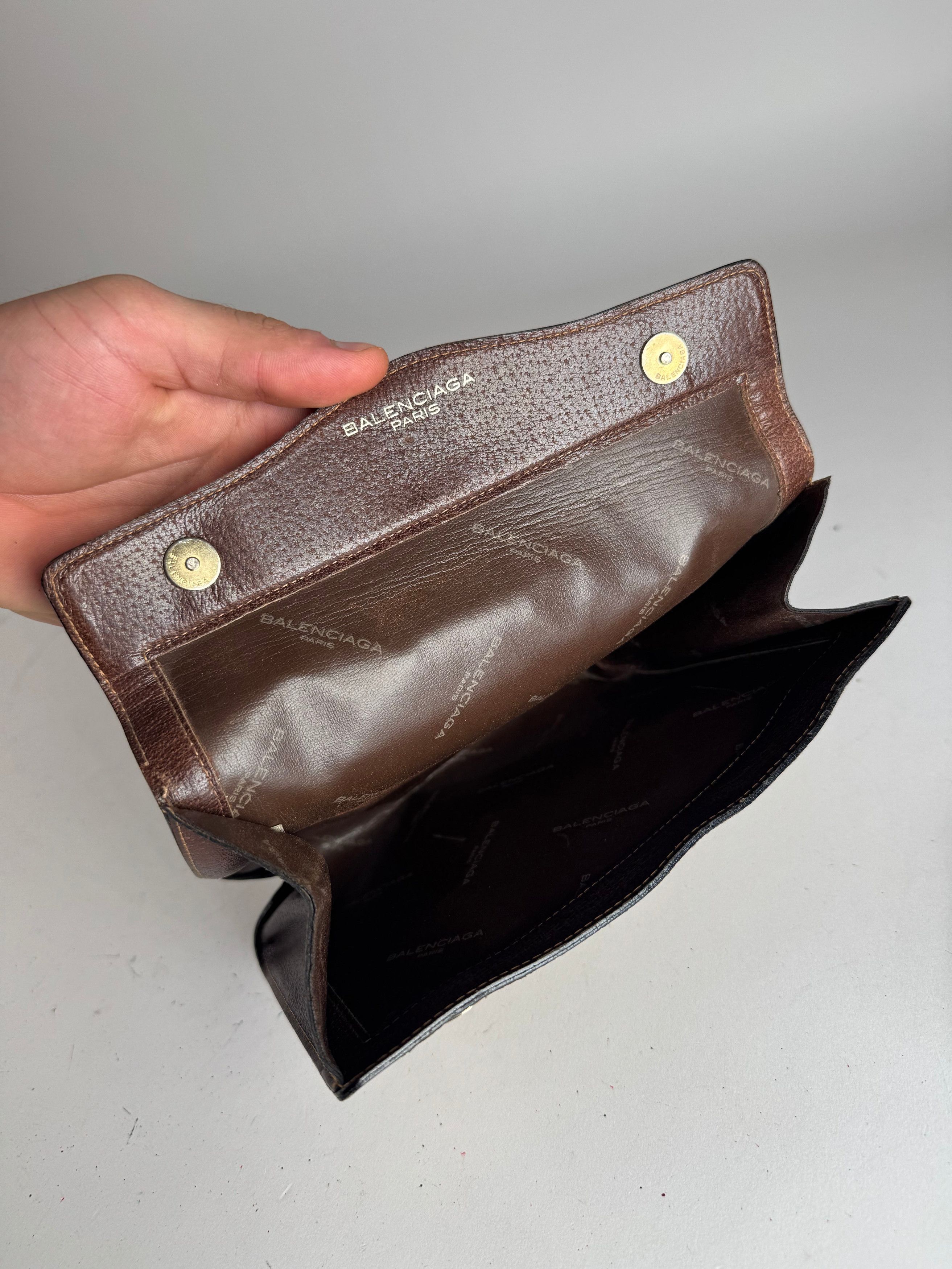 Balenciaga Vintage BB Monogram Leather Clutch Mini Bag Brown Size ONE SIZE - 3 Thumbnail