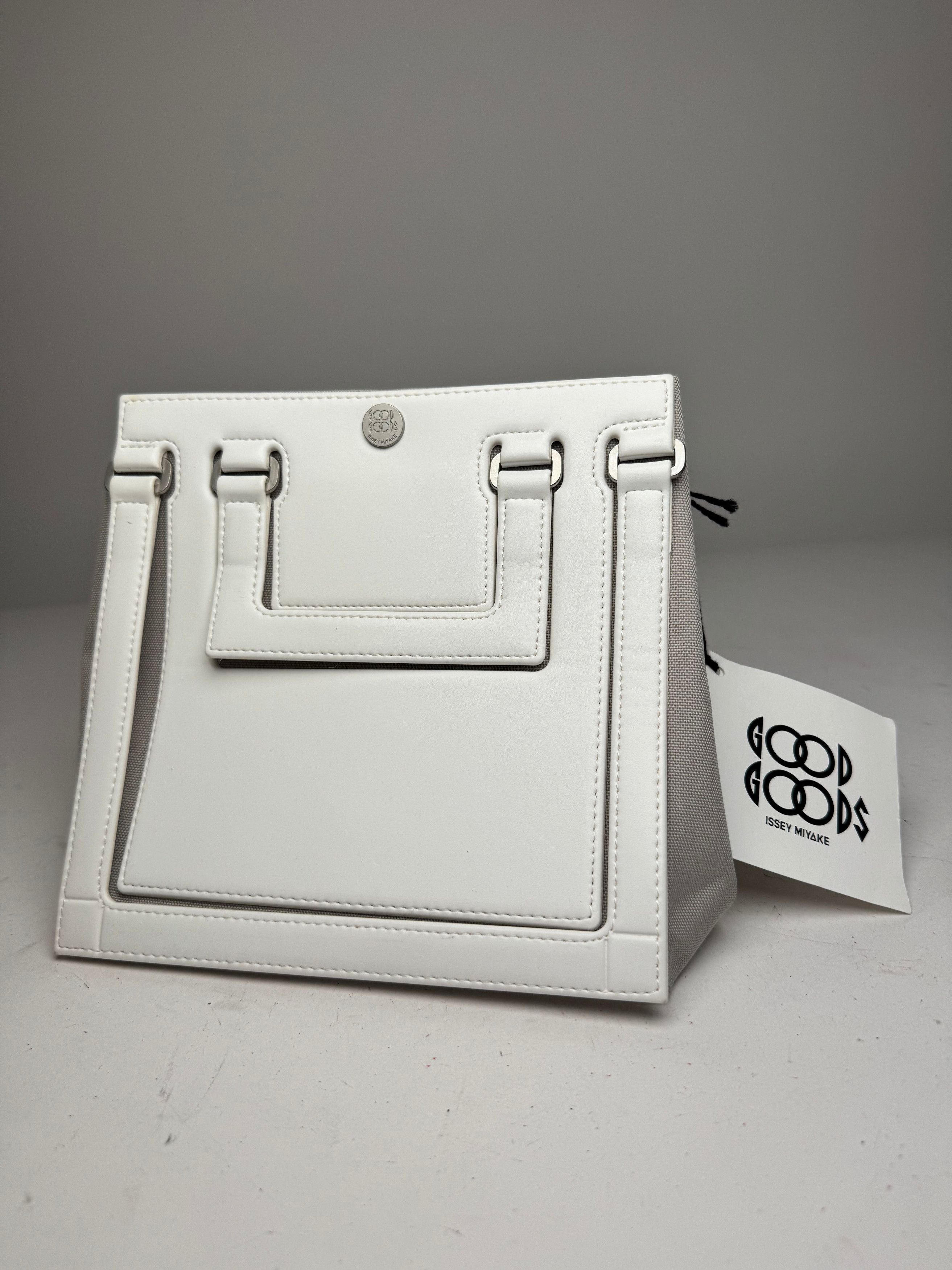 Issey Miyake Vintage Leather Canvas 2Way Bag Silver White Size ONE SIZE - 2 Thumbnail