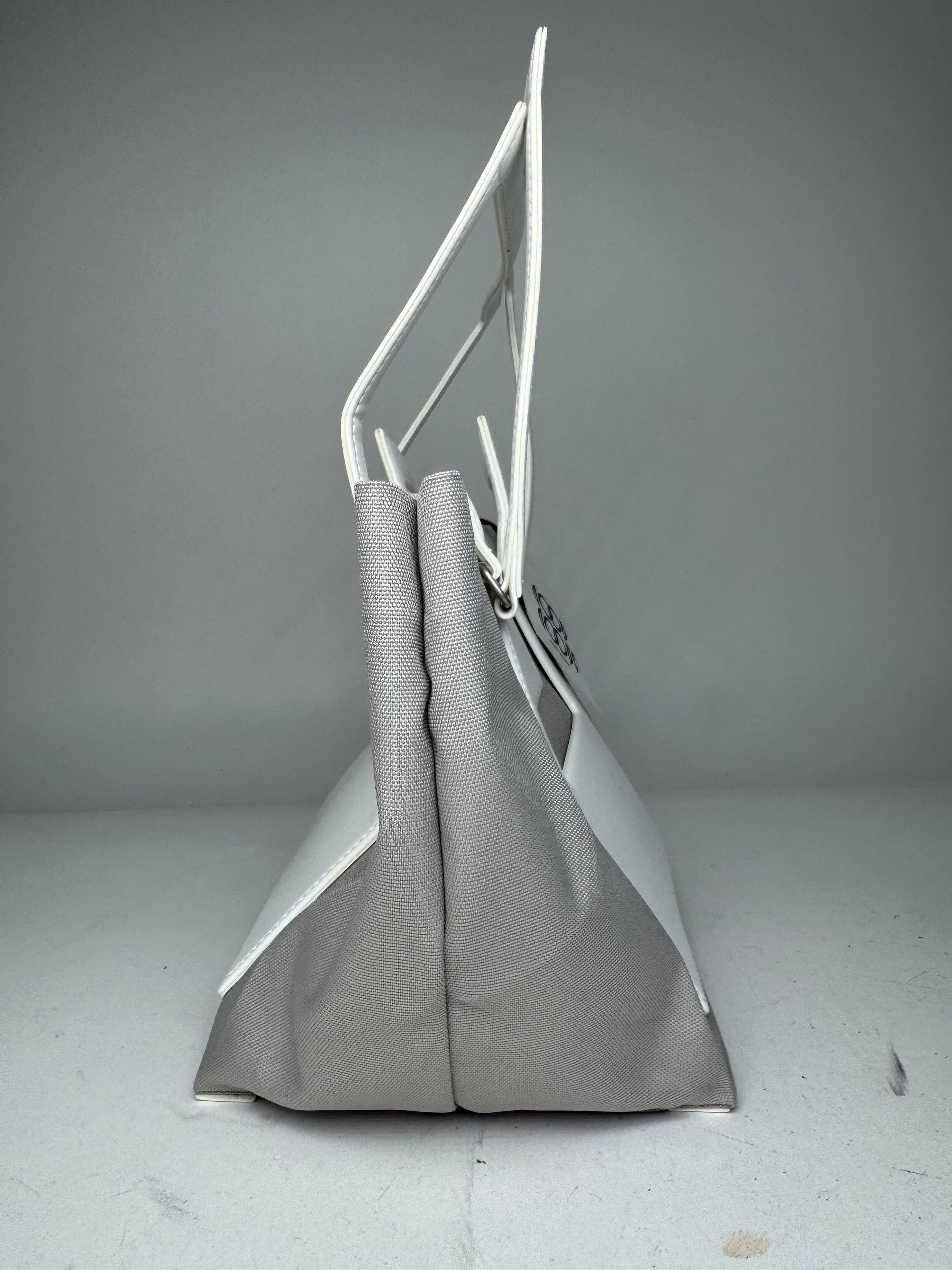 Issey Miyake Vintage Leather Canvas 2Way Bag Silver White Size ONE SIZE - 7 Thumbnail