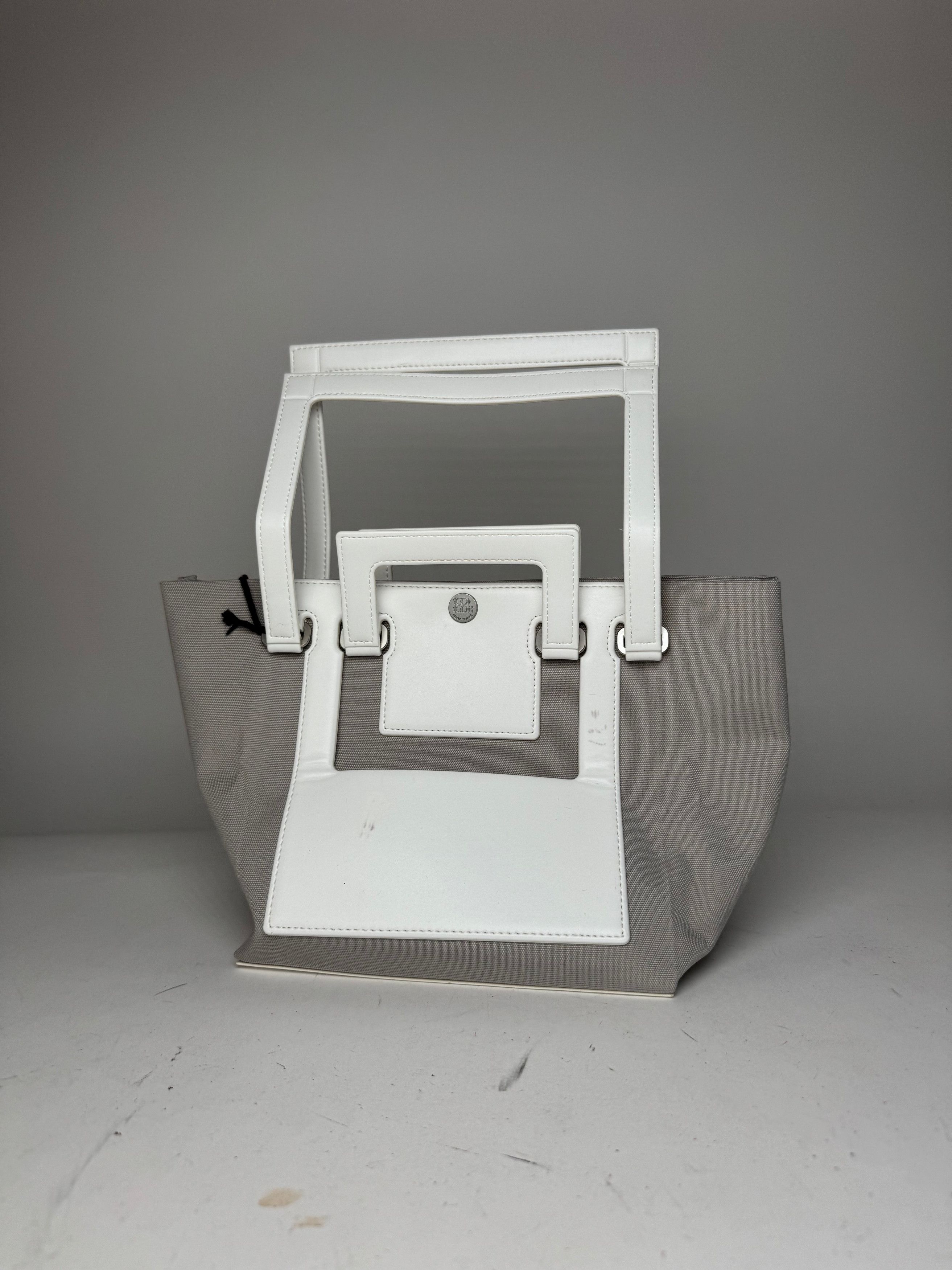 Issey Miyake Vintage Leather Canvas 2Way Bag Silver White Size ONE SIZE - 3 Thumbnail