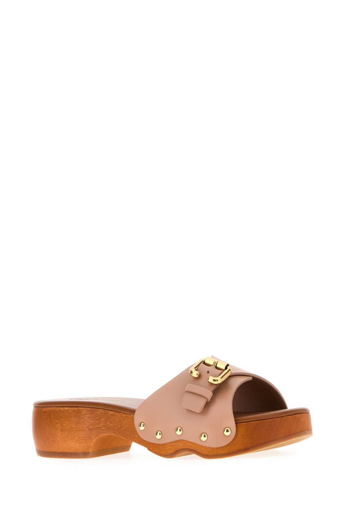 Chloe Powder Pink Leather Jeanette Clogs Size US 9 / IT 39 - 2 Thumbnail