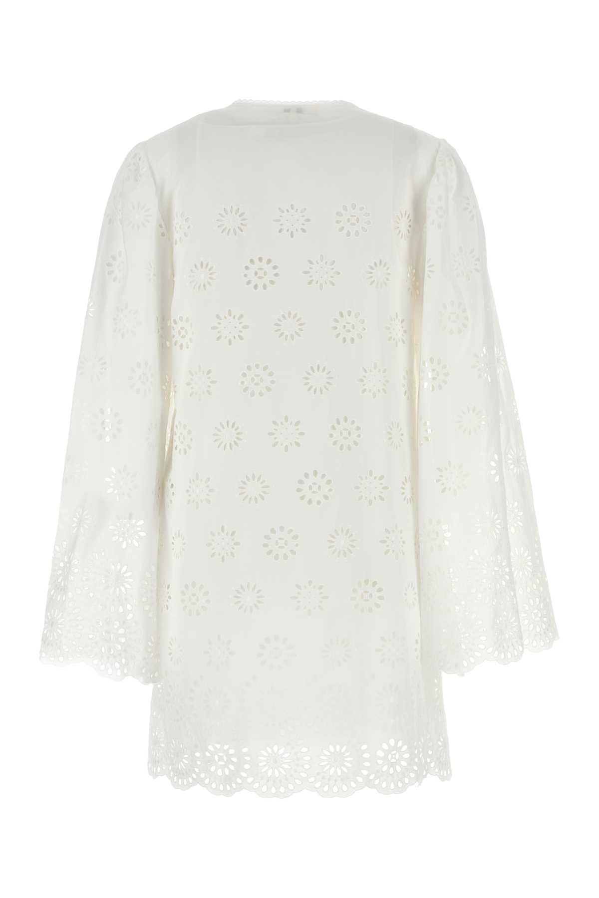 Chloe White Broderie Anglaise Mini Dress Size S / US 4 / IT 40 - 2 Thumbnail