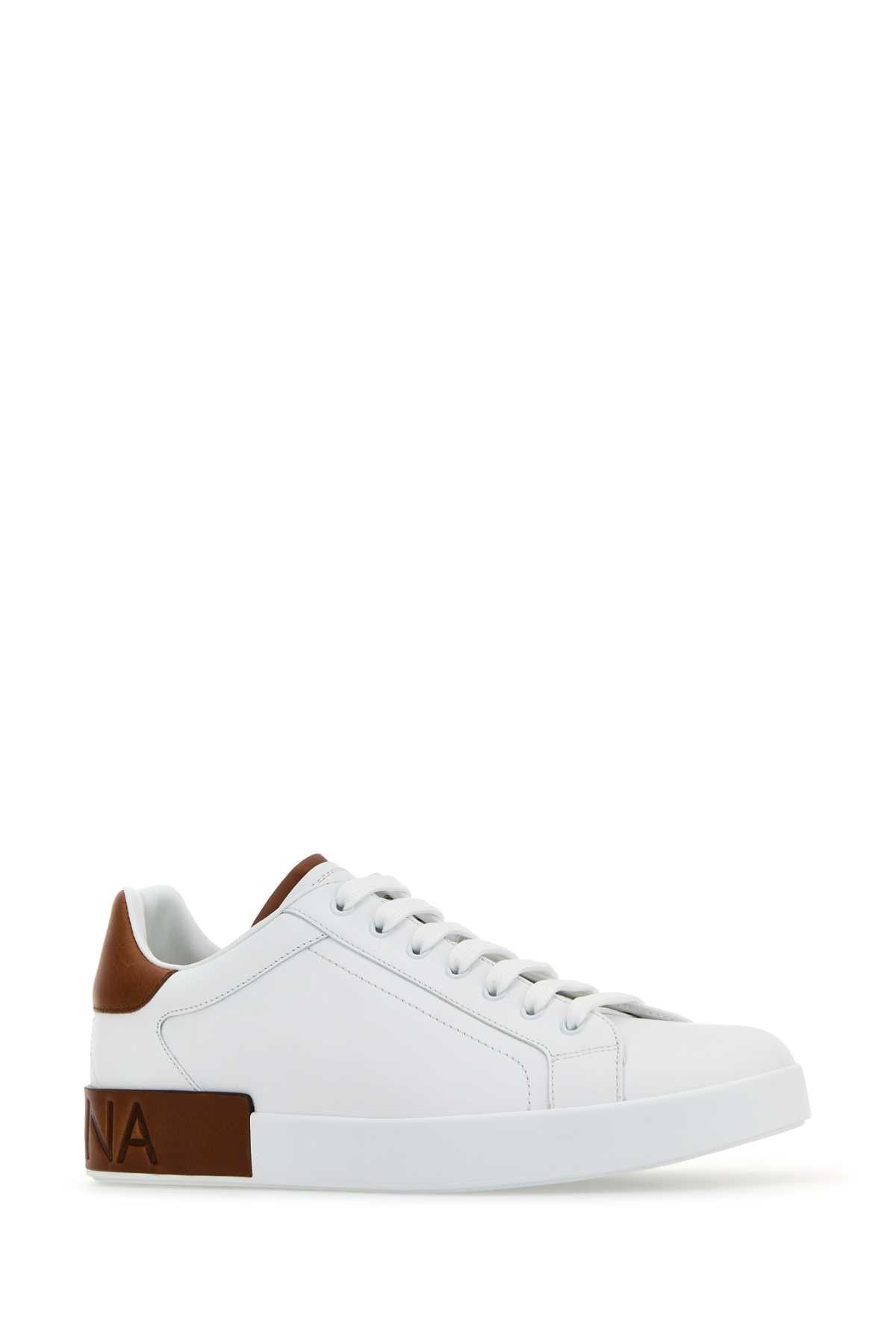 Dolce & Gabbana White Leather Portofino Sneakers Size US 8.5 / EU 41-42 - 2 Thumbnail
