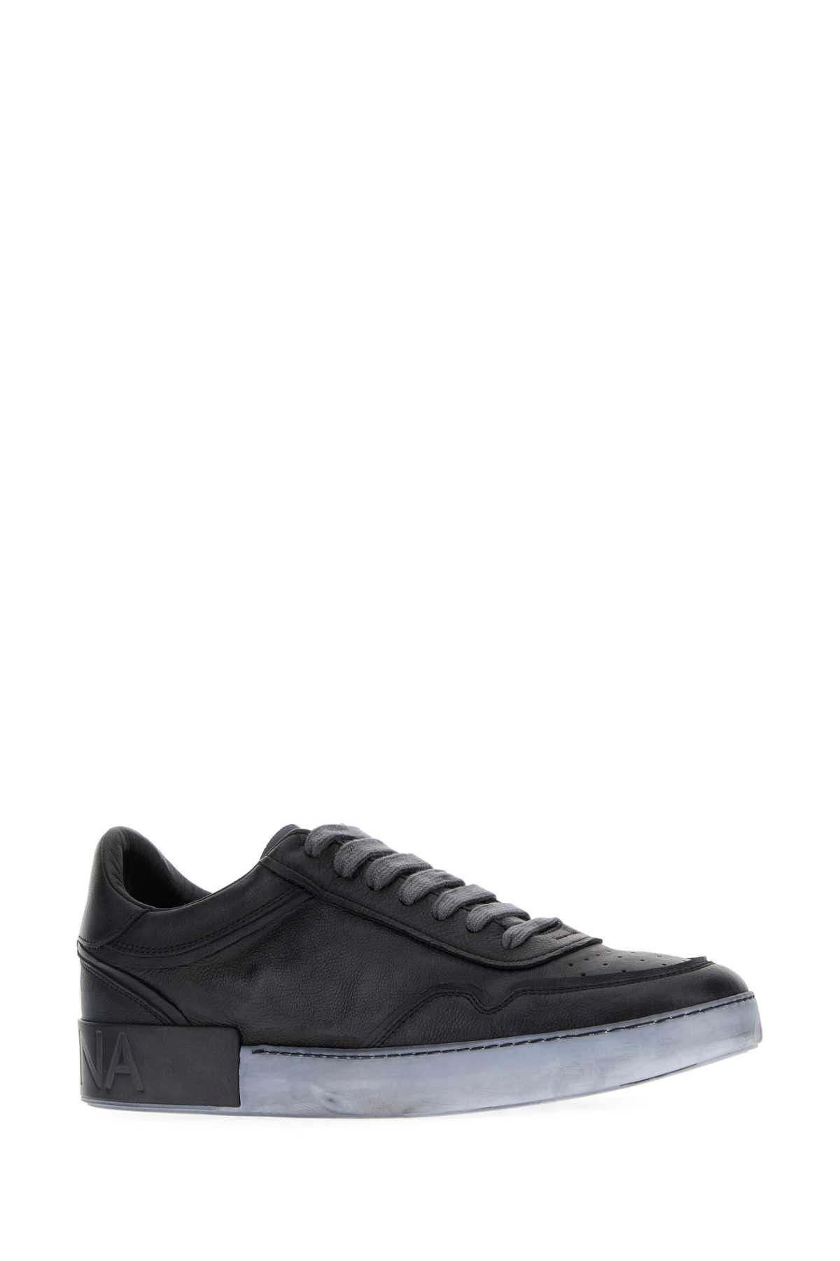 Dolce & Gabbana Black Leather Sneakers Size US 7 / EU 40 - 2 Thumbnail