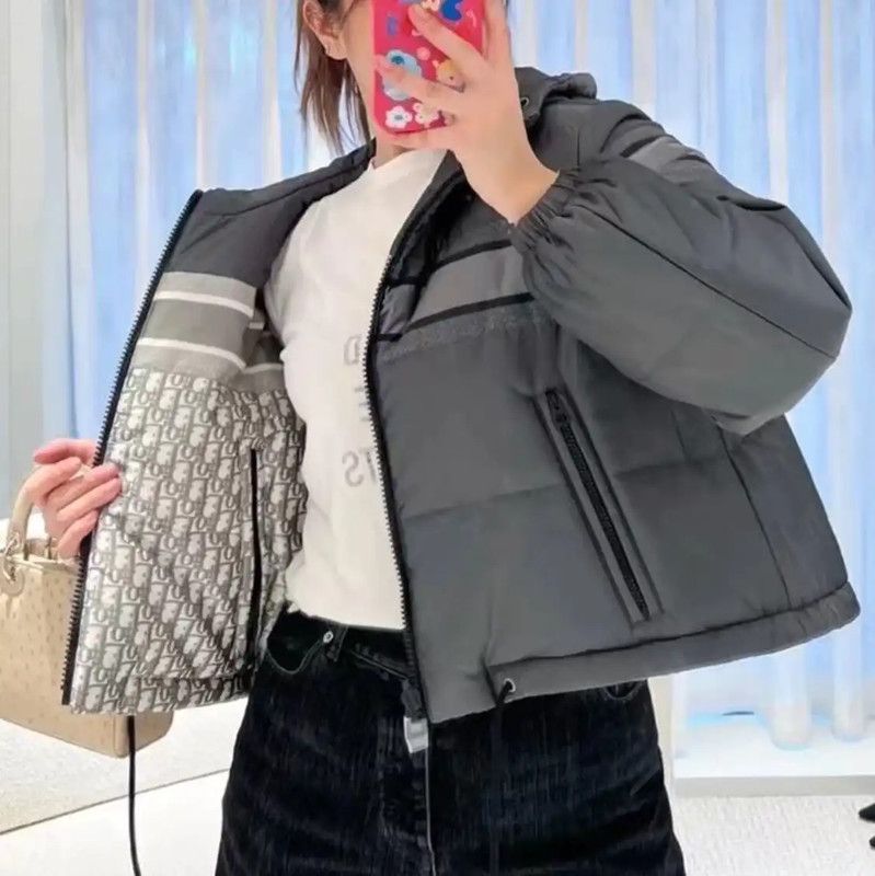 Dior Dior Gray Polyester Women's Puffer Jacket 0089 Size S / US 4 / IT 40 - 4 Thumbnail