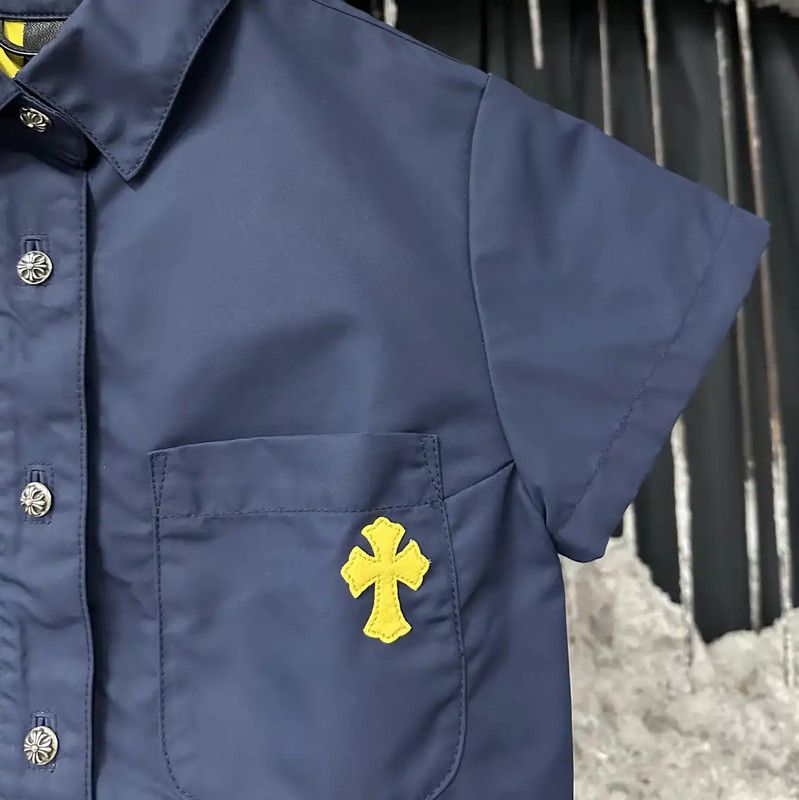 Chrome Hearts Chrome Hearts Casual Summer Blue Crop Shirt 0089 Size XS / US 0-2 / IT 36-38 - 5 Thumbnail