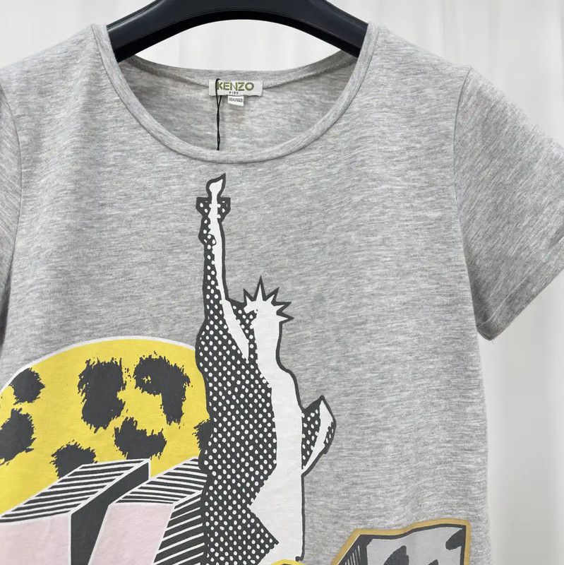 Kenzo KENZO Gray Cotton Graphic Short Sleeve T-Shirt 0089 Size XS / US 0-2 / IT 36-38 - 3 Thumbnail