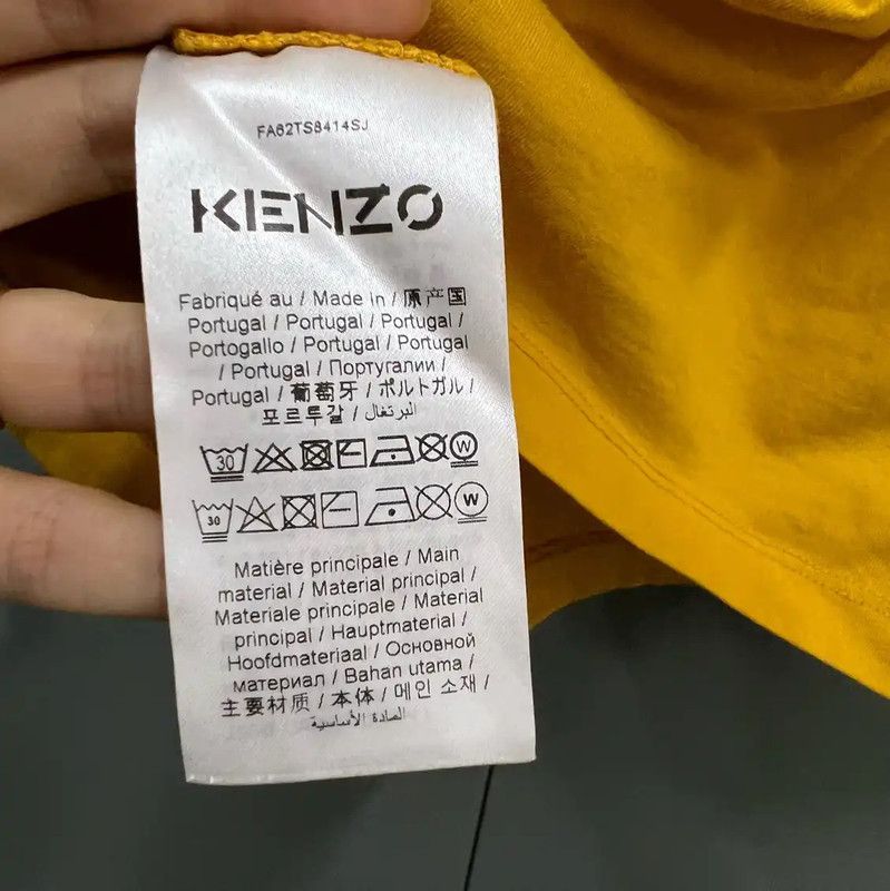 Kenzo KENZO Yellow Logo Short Sleeve Cotton T-shirt 0089 Size S / US 4 / IT 40 - 3 Thumbnail