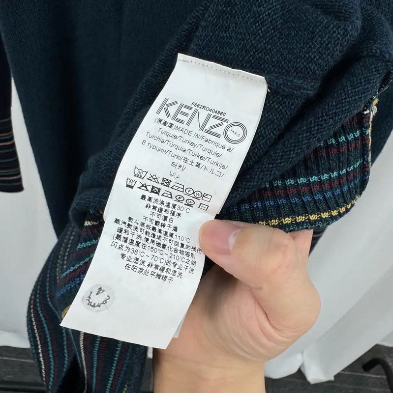 Kenzo KENZO Long Sleeve Embroidered Sweater in Blue Green 0089 Size L / US 10 / IT 46 - 6 Thumbnail