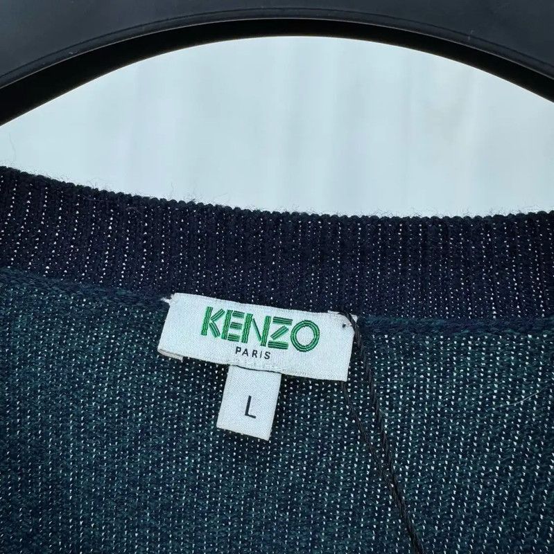 Kenzo KENZO Long Sleeve Embroidered Sweater in Blue Green 0089 Size L / US 10 / IT 46 - 5 Thumbnail