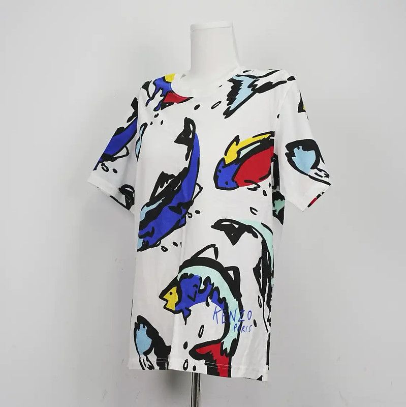 Kenzo KENZO Summer White Graphic Short Sleeve T-Shirt 0089 Size L / US 10 / IT 46 - 5 Thumbnail