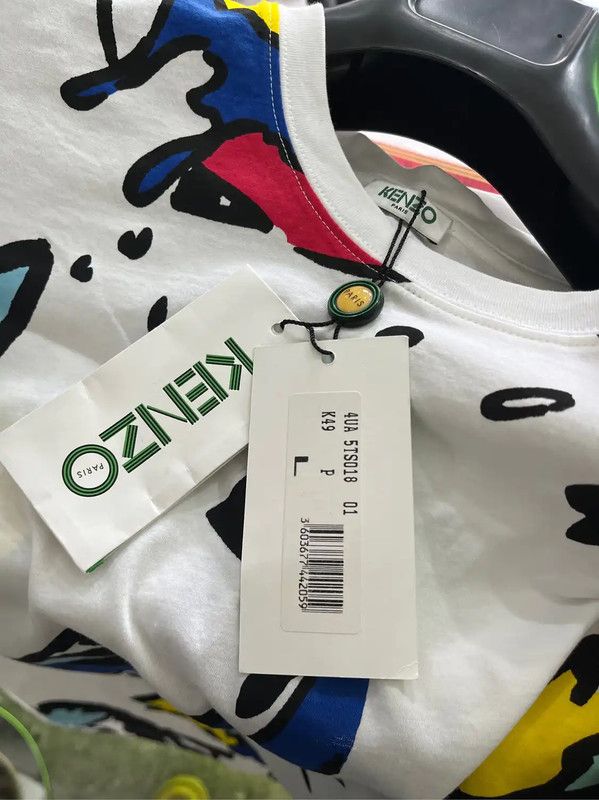 Kenzo KENZO Summer White Graphic Short Sleeve T-Shirt 0089 Size L / US 10 / IT 46 - 9 Thumbnail