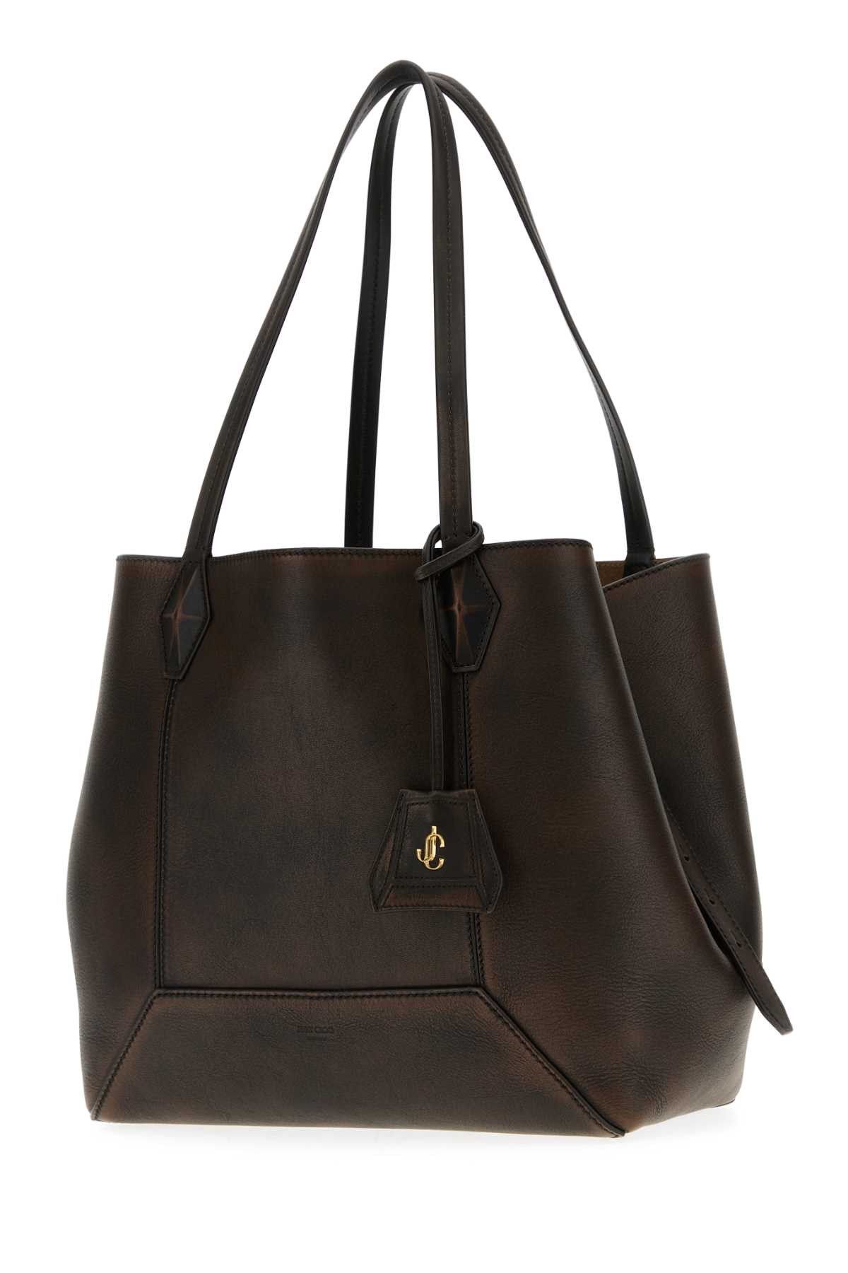 Jimmy Choo Dark Brown Leather Diamond Shopping Bag Size ONE SIZE - 2 Thumbnail