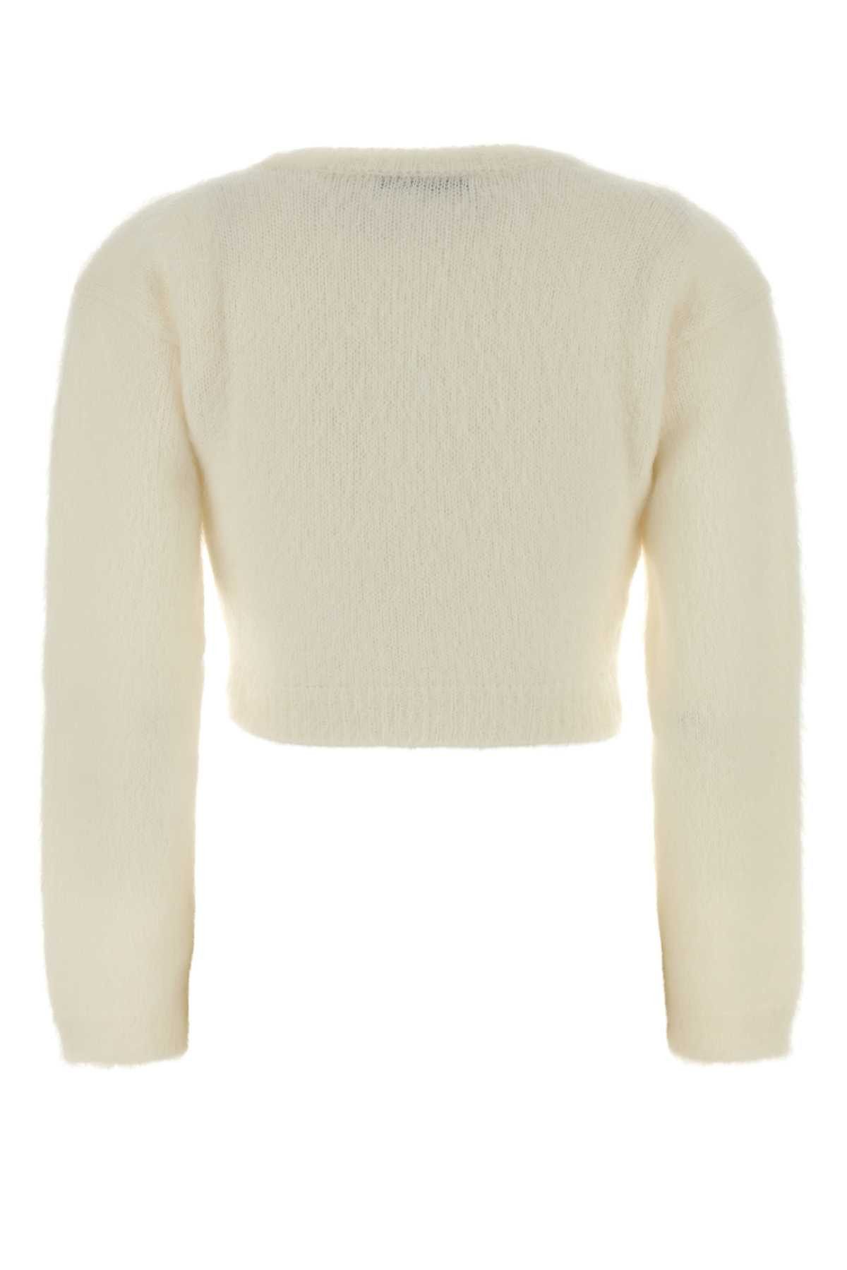 Alessandra Rich Ivory Mohair Blend Cardigan Size M / US 6-8 / IT 42-44 - 2 Thumbnail