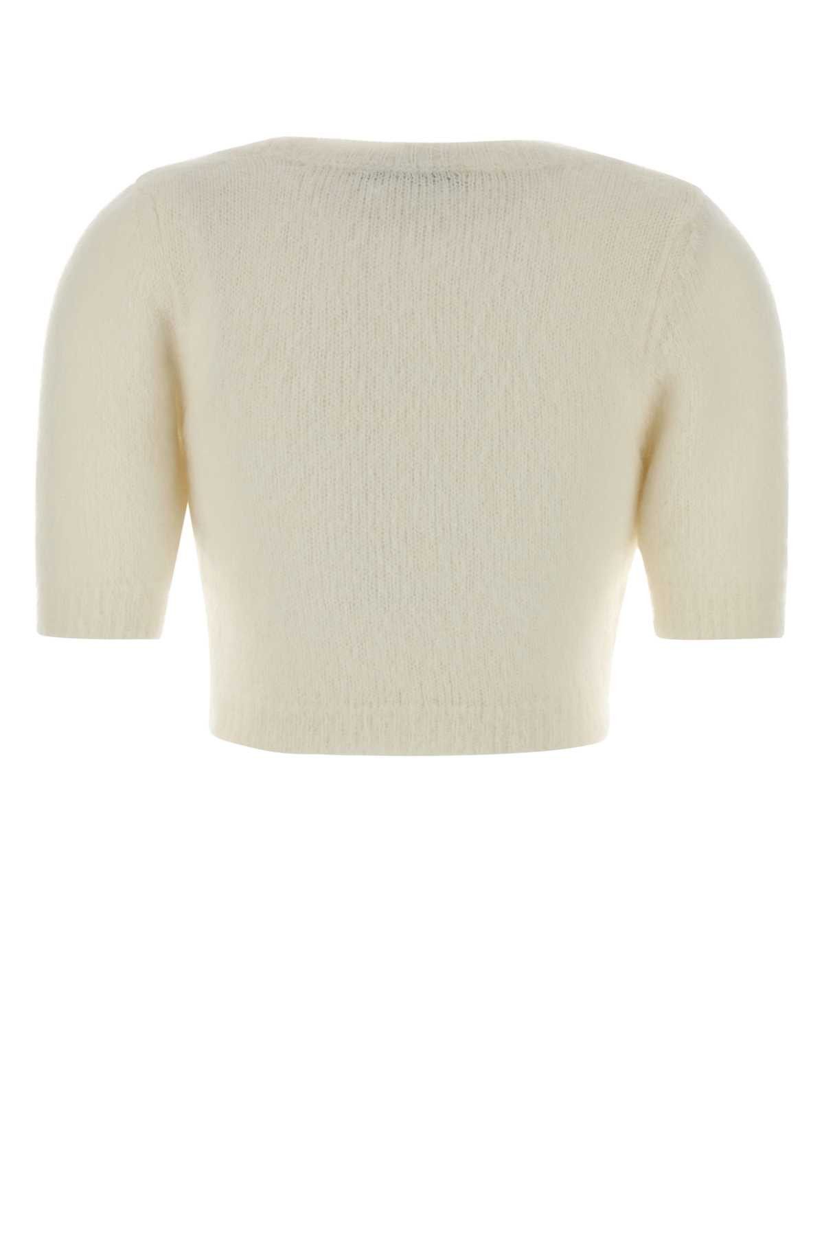 Alessandra Rich Ivory Mohair Blend Sweater Size M / US 6-8 / IT 42-44 - 2 Thumbnail