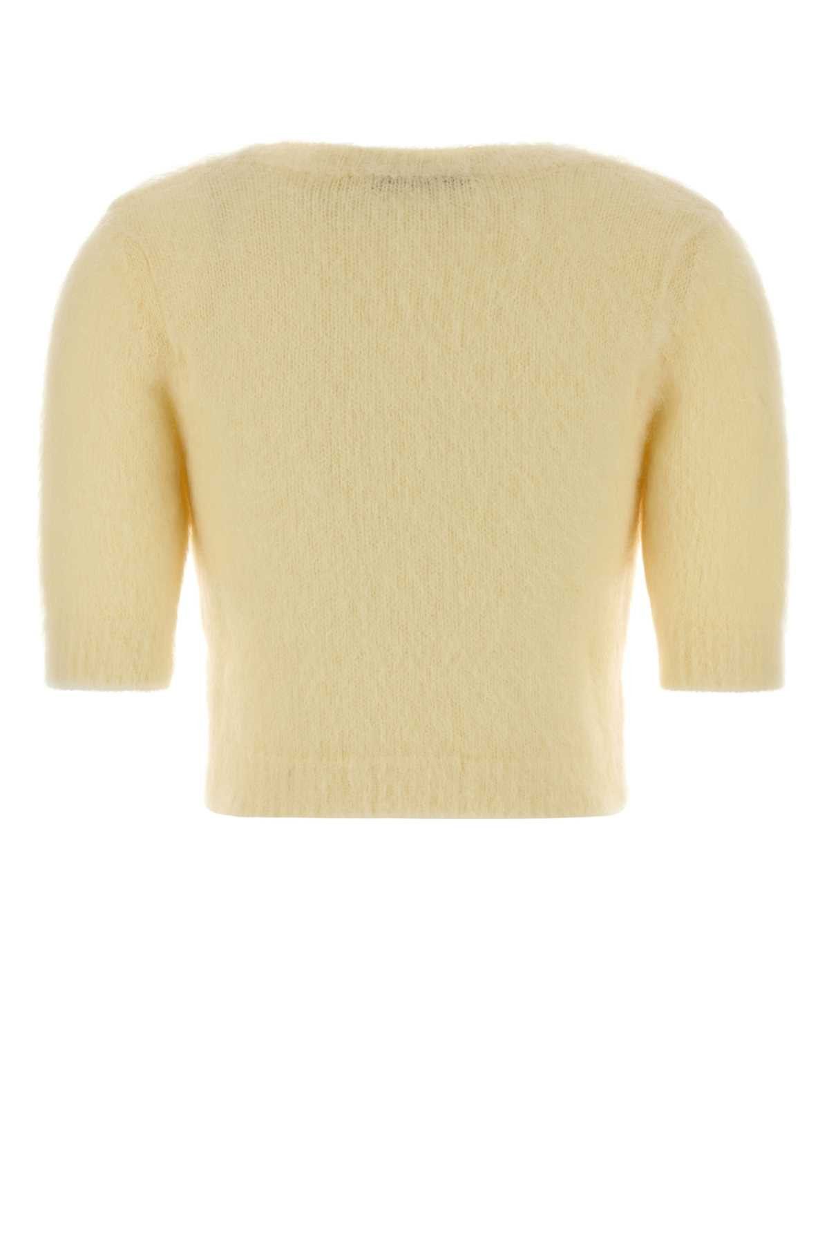 Alessandra Rich Pastel Yellow Mohair Blend Sweater Size XS / US 0-2 / IT 36-38 - 2 Thumbnail