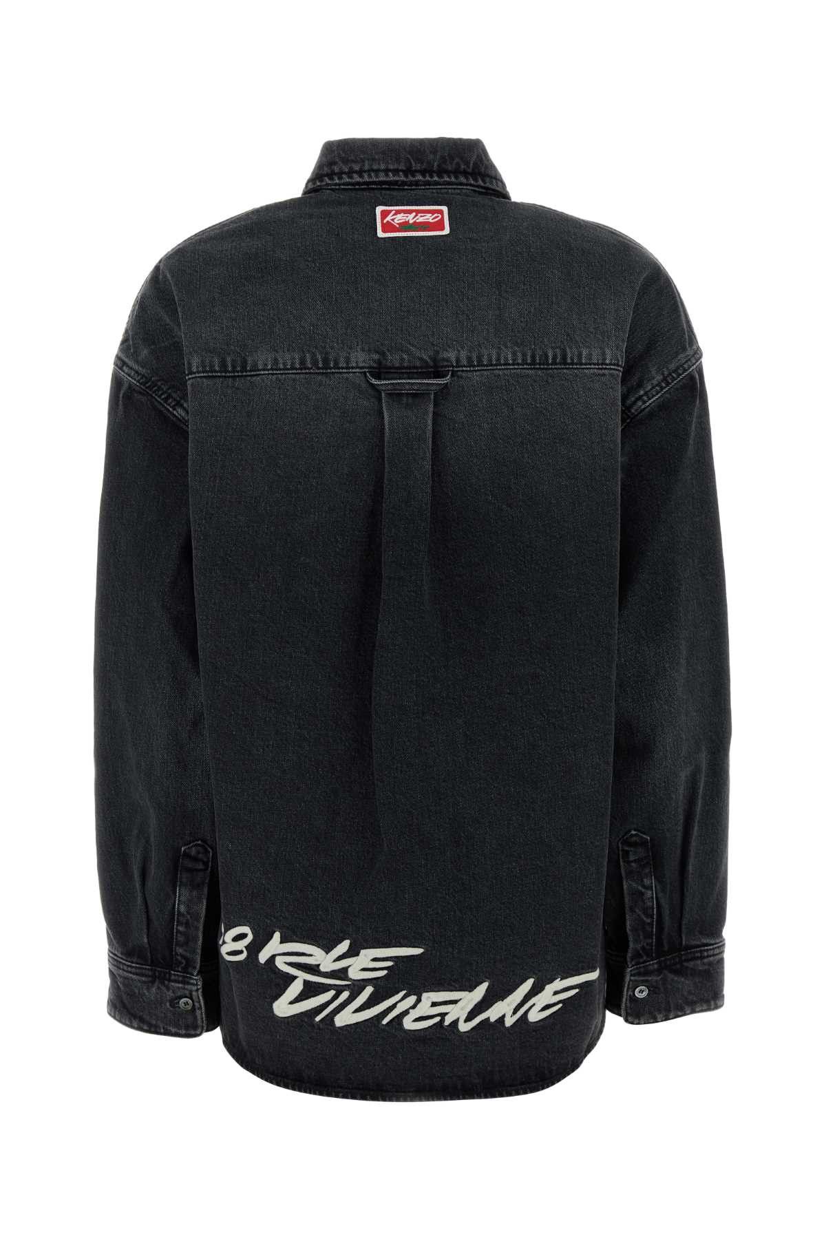 Kenzo Black Stretch Denim Shirt Size XS / US 0-2 / IT 36-38 - 2 Thumbnail