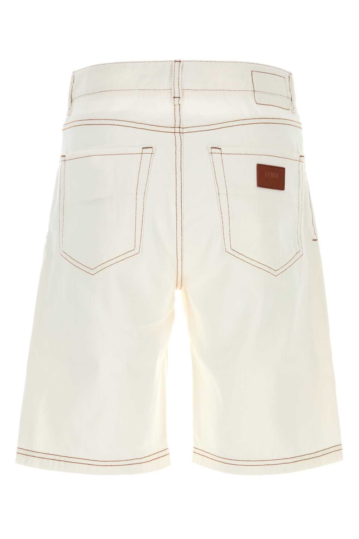 Fendi White Denim Bermuda Shorts Size US 31 - 2 Thumbnail